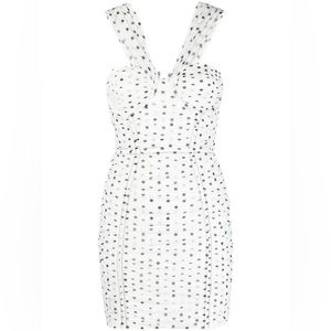 Self-Portrait-polka-dot off-shoulder minidress